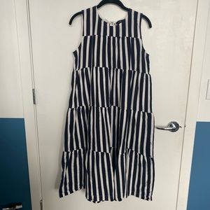 jcrew tiered striped dress